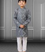Chikankari Embroidered Kurta Pyjama For Boy's