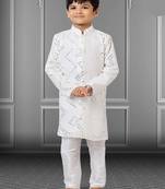 Chikankari Embroidered Kurta Pyjama For Boy's