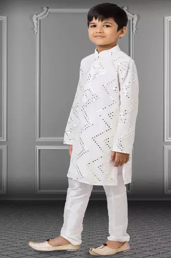 Chikankari Embroidered Kurta Pyjama For Boy's