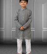 Chikankari Embroidered Kurta Pyjama For Boy's