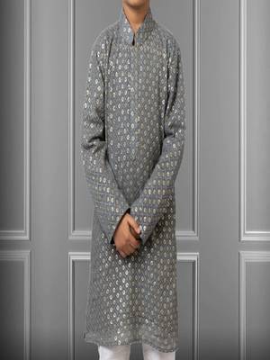 Chikankari Embroidered Kurta Pyjama For Boy's 3
