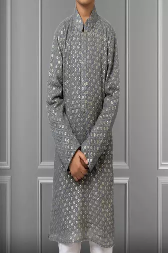 Chikankari Embroidered Kurta Pyjama For Boy's