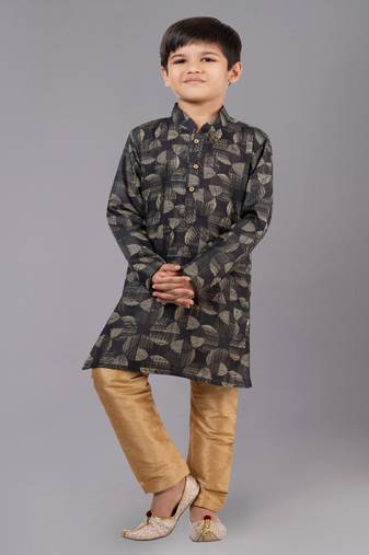 Printed Cotton Kurta Pyjama Set For Boy's