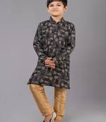 Printed Cotton Kurta Pyjama Set For Boy's