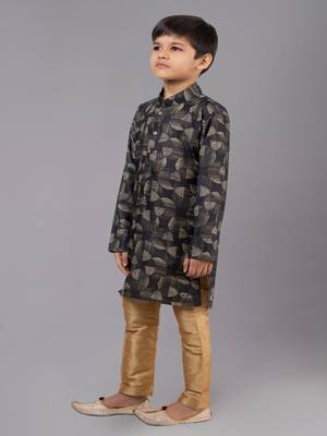 Printed Cotton Kurta Pyjama Set For Boy's 2