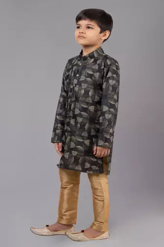 Printed Cotton Kurta Pyjama Set For Boy's