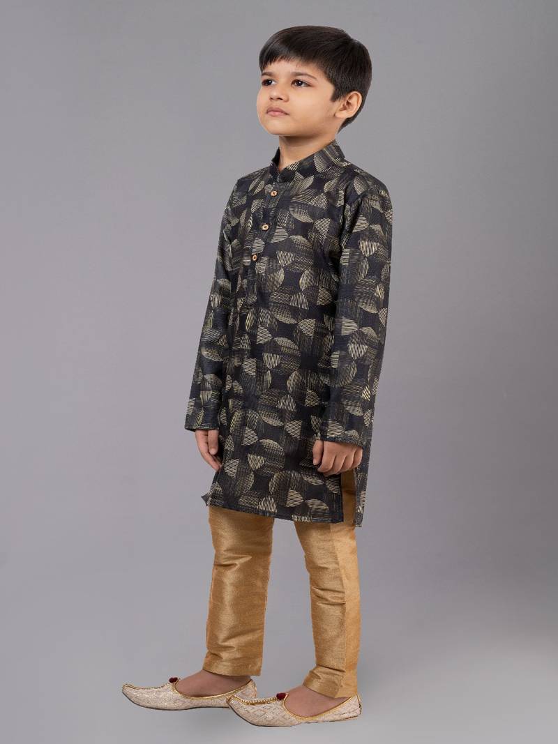 Printed Cotton Kurta Pyjama Set For Boy's