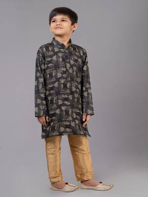 Printed Cotton Kurta Pyjama Set For Boy's 3