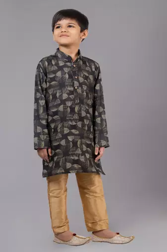 Printed Cotton Kurta Pyjama Set For Boy's