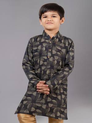 Printed Cotton Kurta Pyjama Set For Boy's 5
