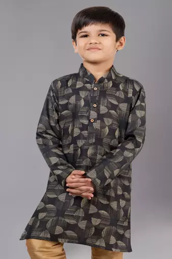 Printed Cotton Kurta Pyjama Set For Boy's