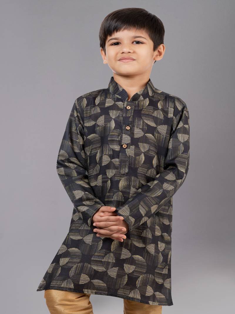 Printed Cotton Kurta Pyjama Set For Boy's