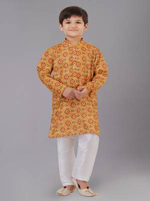Printed Cotton Kurta Pyjama Set For Boy's 1