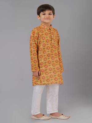 Printed Cotton Kurta Pyjama Set For Boy's 3
