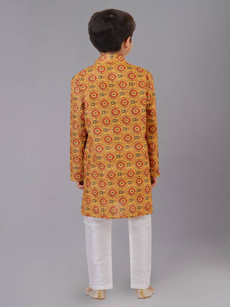 Printed Cotton Kurta Pyjama Set For Boy's