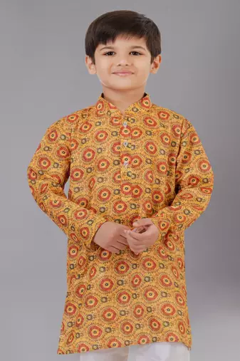 Printed Cotton Kurta Pyjama Set For Boy's