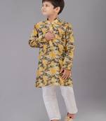 Printed Cotton Kurta Pyjama Set For Boy's