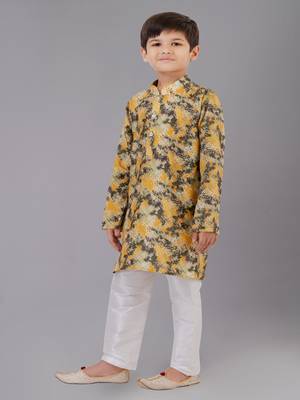 Printed Cotton Kurta Pyjama Set For Boy's 2