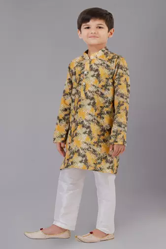 Printed Cotton Kurta Pyjama Set For Boy's