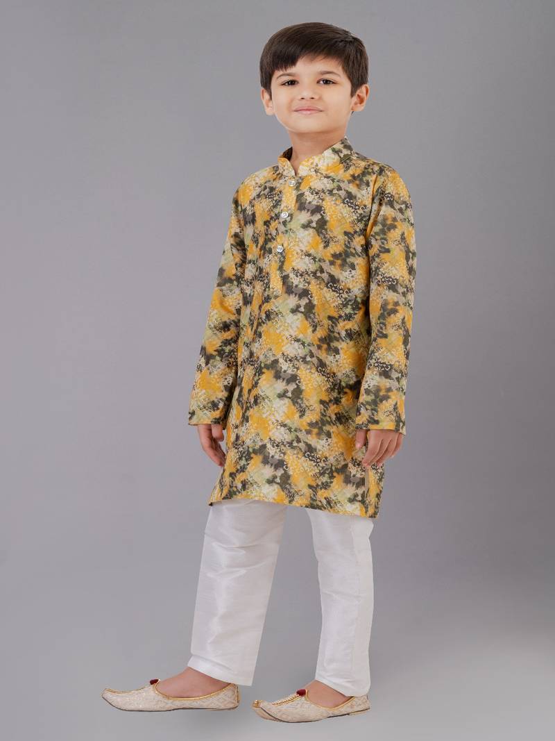Printed Cotton Kurta Pyjama Set For Boy's