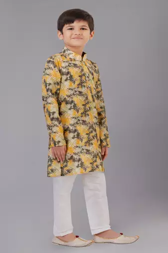 Printed Cotton Kurta Pyjama Set For Boy's