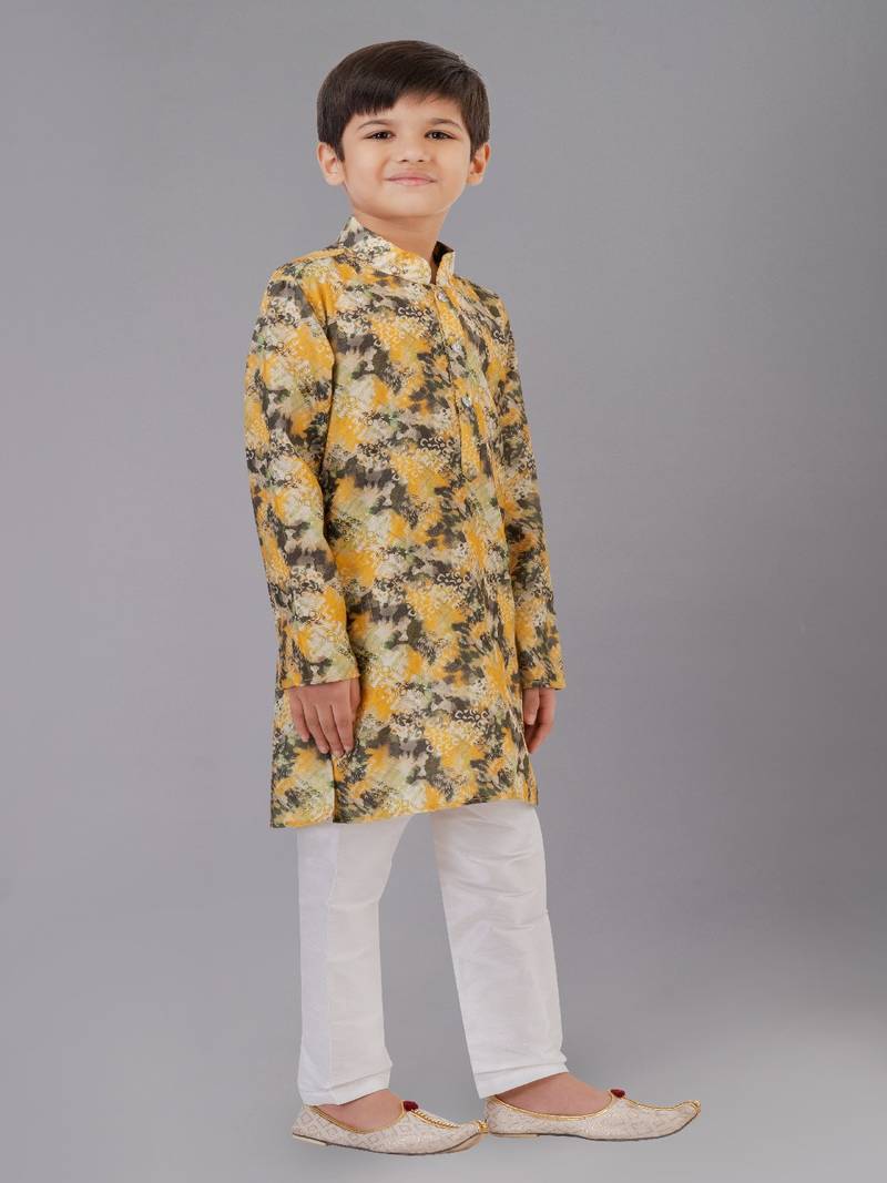 Printed Cotton Kurta Pyjama Set For Boy's