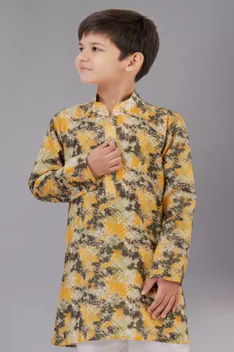 Printed Cotton Kurta Pyjama Set For Boy's
