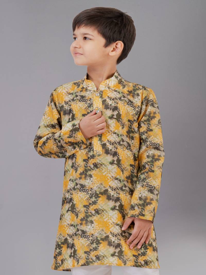Printed Cotton Kurta Pyjama Set For Boy's