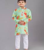 Printed Cotton Kurta Pyjama Set For Boy's