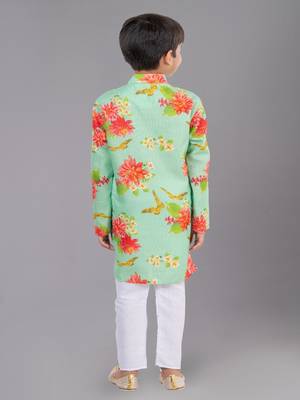 Printed Cotton Kurta Pyjama Set For Boy's 4
