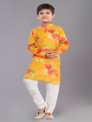 Printed Cotton Kurta Pyjama Set For Boy's 1