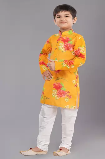 Printed Cotton Kurta Pyjama Set For Boy's