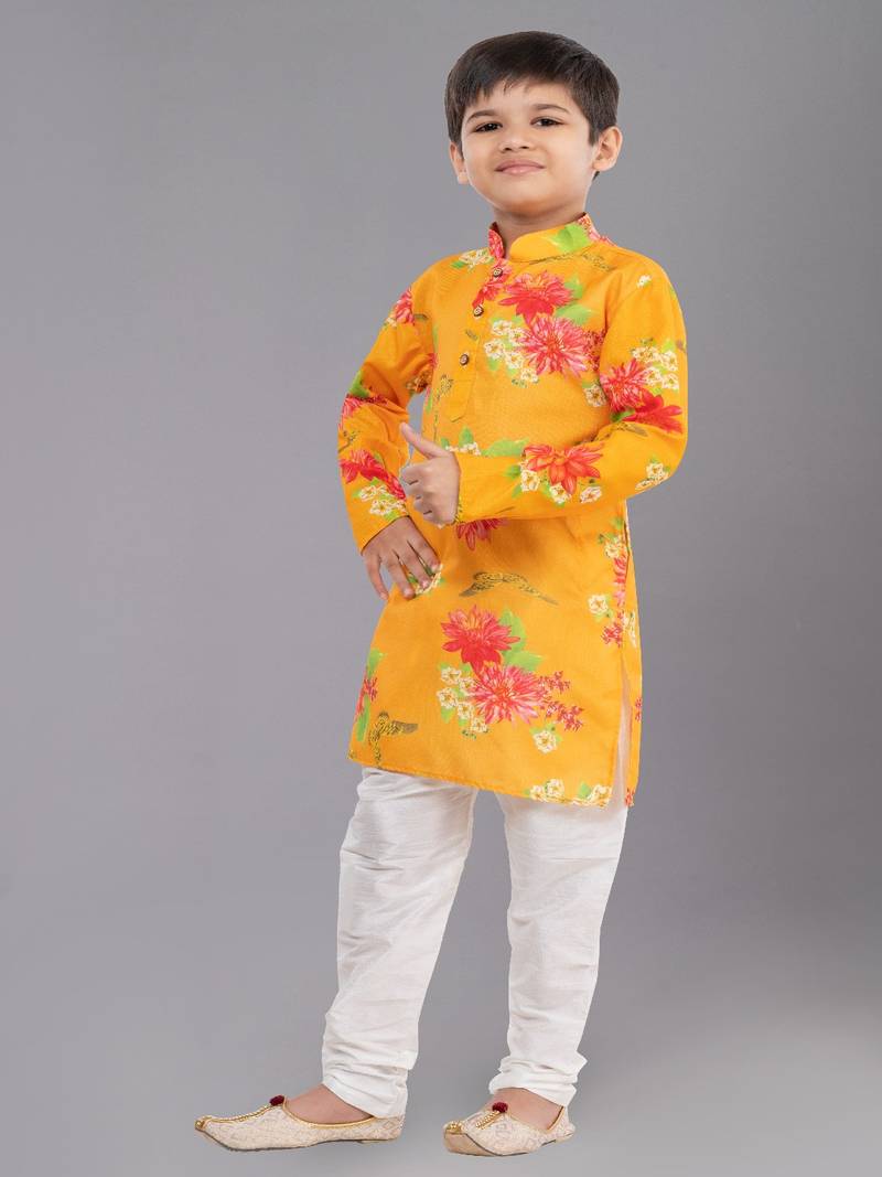 Printed Cotton Kurta Pyjama Set For Boy's