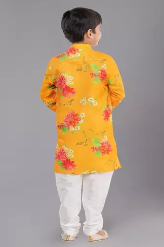 Printed Cotton Kurta Pyjama Set For Boy's