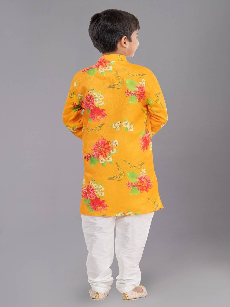 Printed Cotton Kurta Pyjama Set For Boy's