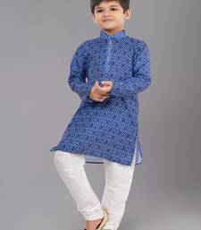 Printed Cotton Kurta Pyjama Set For Boy's