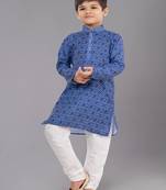 Printed Cotton Kurta Pyjama Set For Boy's