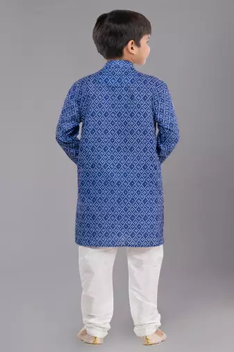Printed Cotton Kurta Pyjama Set For Boy's