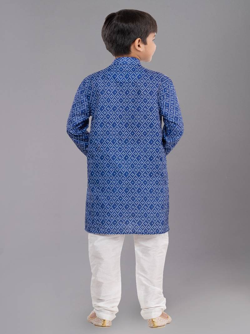 Printed Cotton Kurta Pyjama Set For Boy's
