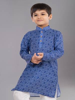 Printed Cotton Kurta Pyjama Set For Boy's 5