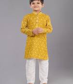 Printed Cotton Kurta Pyjama Set For Boy's