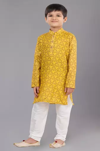 Printed Cotton Kurta Pyjama Set For Boy's