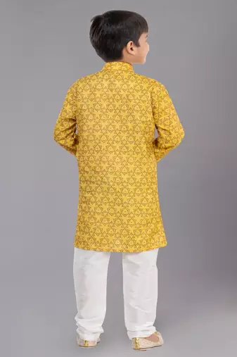 Printed Cotton Kurta Pyjama Set For Boy's