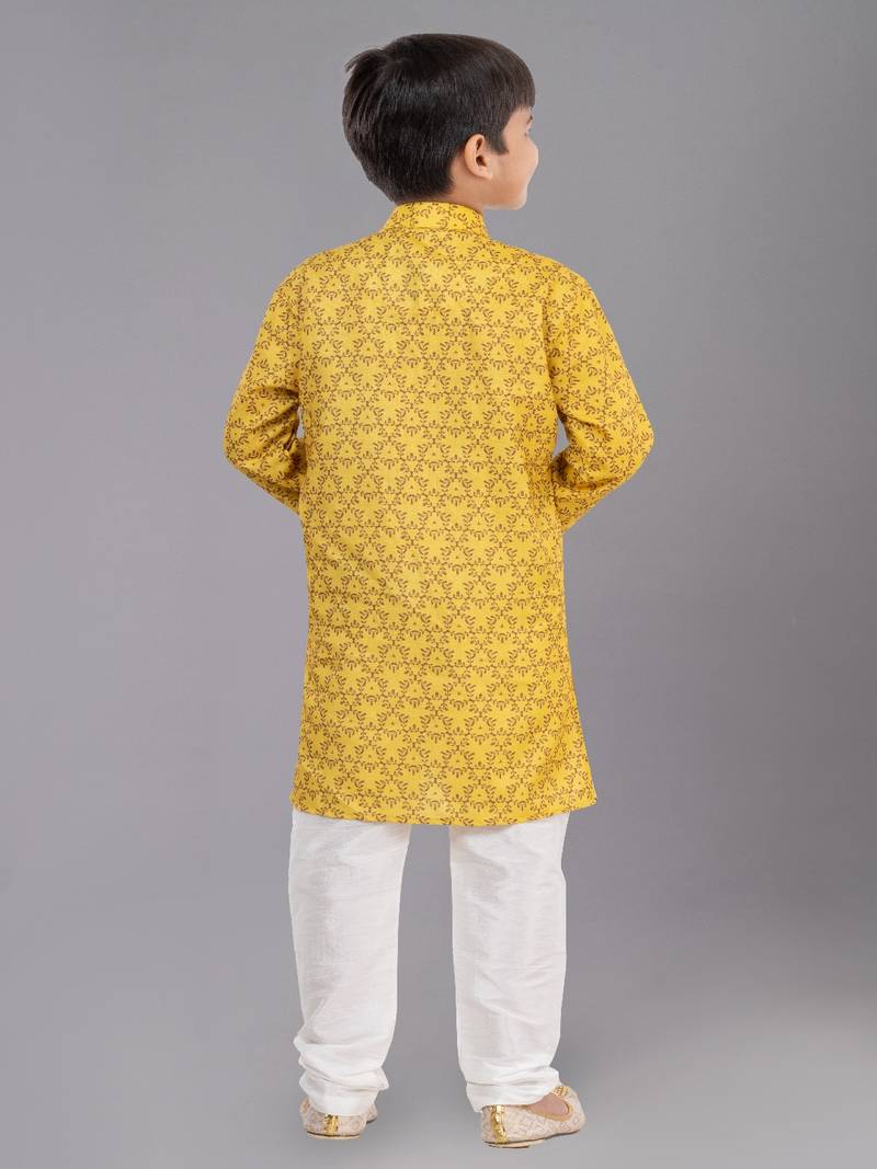 Printed Cotton Kurta Pyjama Set For Boy's