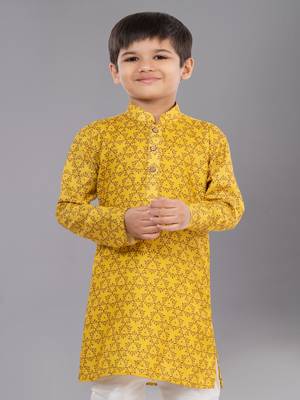 Printed Cotton Kurta Pyjama Set For Boy's 5