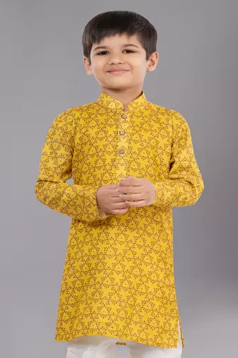 Printed Cotton Kurta Pyjama Set For Boy's
