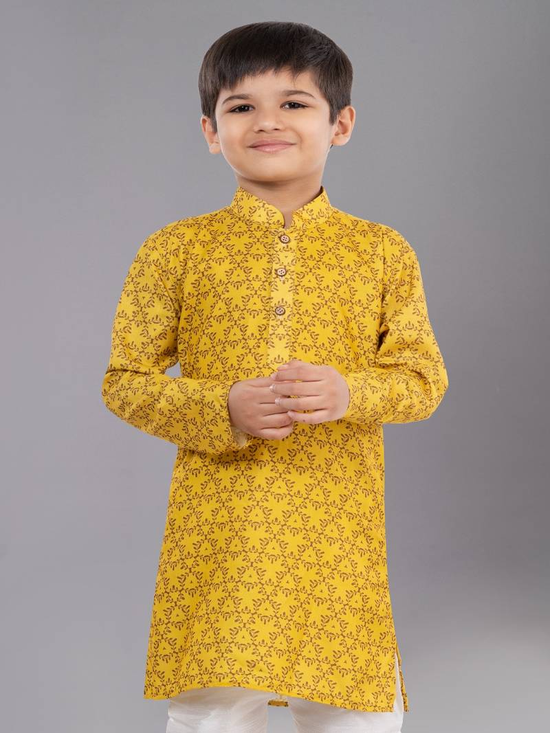 Printed Cotton Kurta Pyjama Set For Boy's