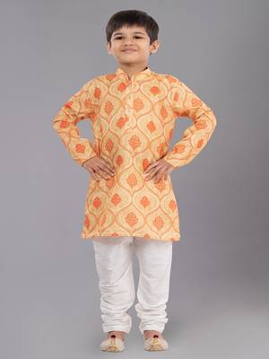Printed Cotton Kurta Pyjama Set For Boy's 1