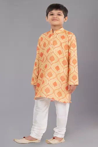 Printed Cotton Kurta Pyjama Set For Boy's