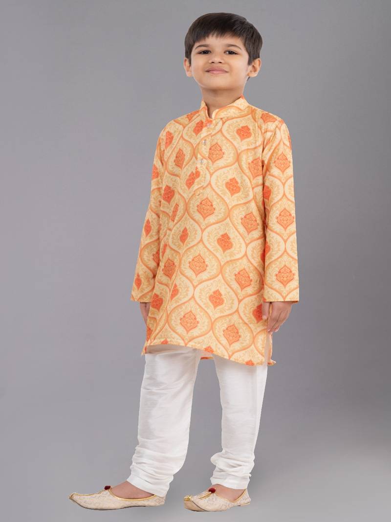 Printed Cotton Kurta Pyjama Set For Boy's